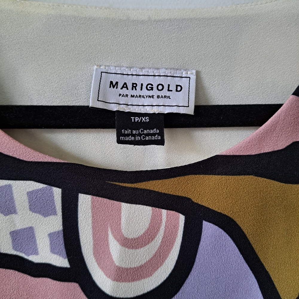 🇨🇦 Marigold Montréal Multicolor Abstract Art Dress • Short Sleeve • XS - Picture 5 of 11